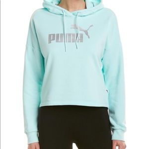 Aqua Blue Puma Cropped Hoodie